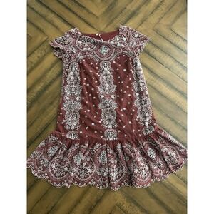 Anthropologie Feather Bone Ynez Eyelet Short Sleeve Boho Tunic Dress Size Small